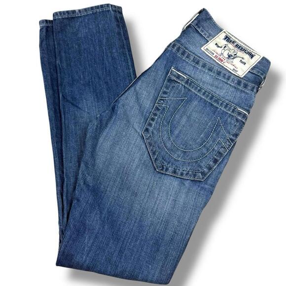 True Religion Women’s Skinny Jeans Super T Billy Dark Wash Denim 28x31 Y2K Denim - Picture 2 of 10